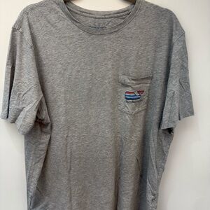 Vineyard Vines Gray Pocket Tee with Striped Whale
